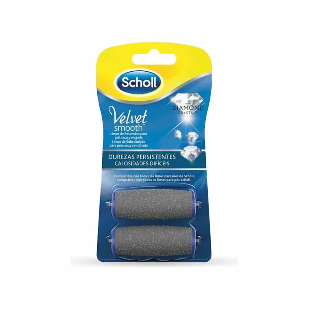 SCHOLL VELVET SMOOTH LIMA ELECTRONICA DIAMOND CRYSTALS RECAMBIO DUREZAS PERSISTENTES 2 UNIDADES RECAMBIO