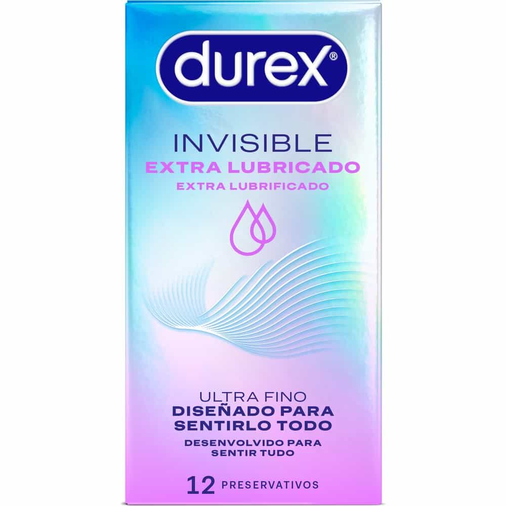 DUREX INVISIBLE EXTRA FINO EXTRA LUBRICADO PRESERVATIVOS 12 UNIDADES
