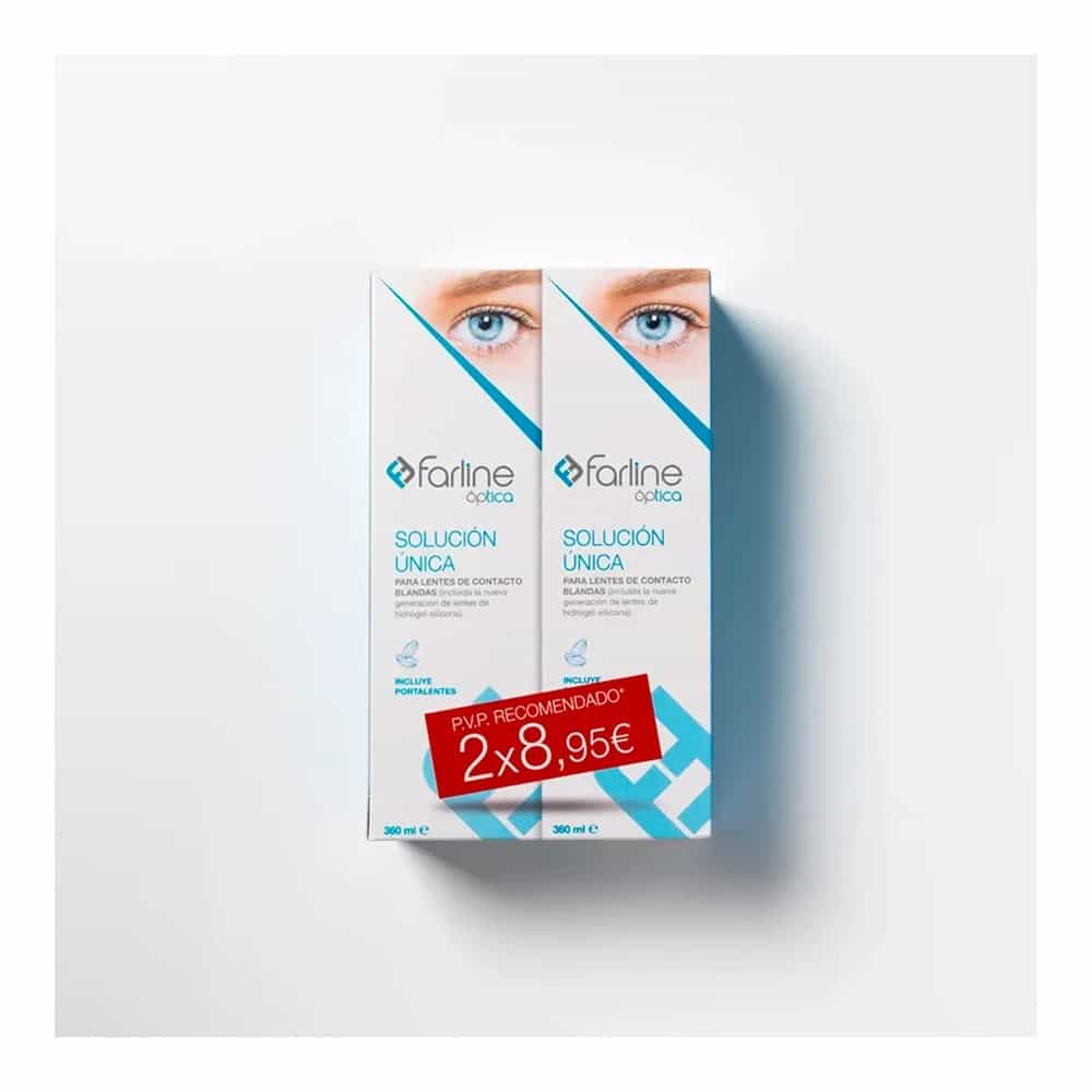 FARLINE OPTICA SOLUCION UNICA LENTES DE CONTACTO 2 ENVASES 360 ml DUPLO