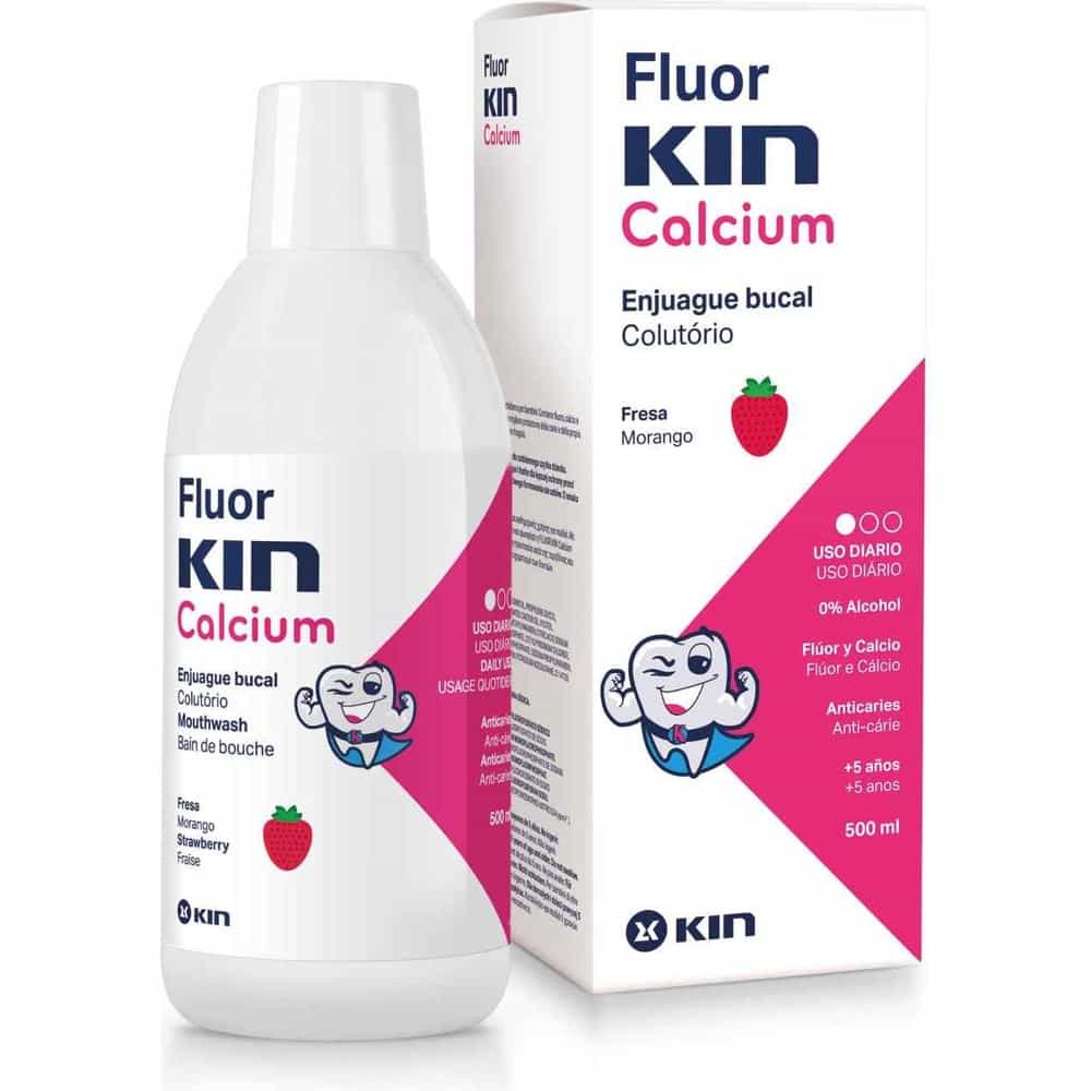 FLUOR KIN CALCIO ENJUAGUE BUCAL 1 FRASCO 500 ml SABOR FRESA
