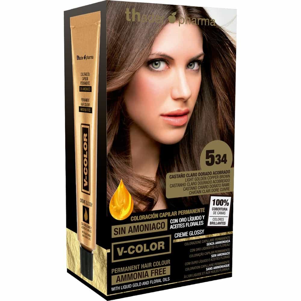 TH PHARMA VITALIA SIN AMONIACO COLORACION CAPILAR PERMANENTE COLOR 5.34 CASTAÑO CLARO DORADO ACOBRADO