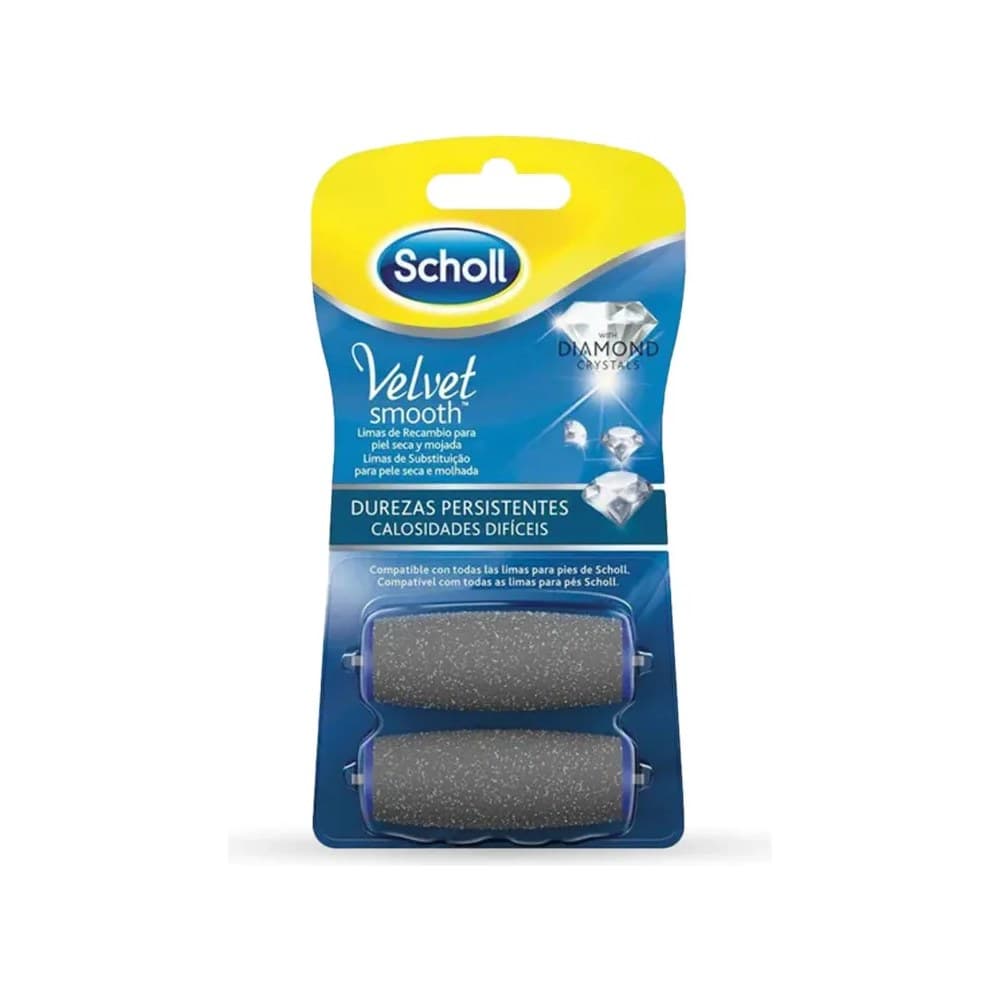 SCHOLL VELVET SMOOTH LIMA ELECTRONICA DIAMOND CRYSTALS RECAMBIO DUREZAS PERSISTENTES 2 UNIDADES RECAMBIO — imagen 1