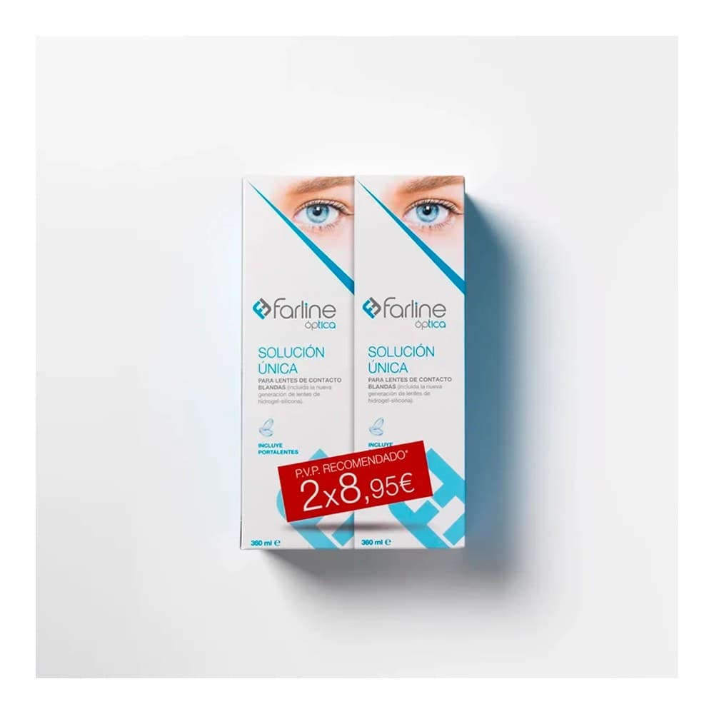 FARLINE OPTICA SOLUCION UNICA LENTES DE CONTACTO 2 ENVASES 360 ml DUPLO — imagen 1