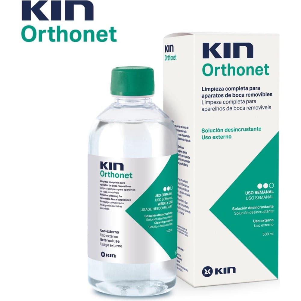 KIN ORTHONET DESINCRUSTANTE SEMANAL LIMPIEZA PROTESIS DENTAL 1 FRASCO 500 ml — imagen 1
