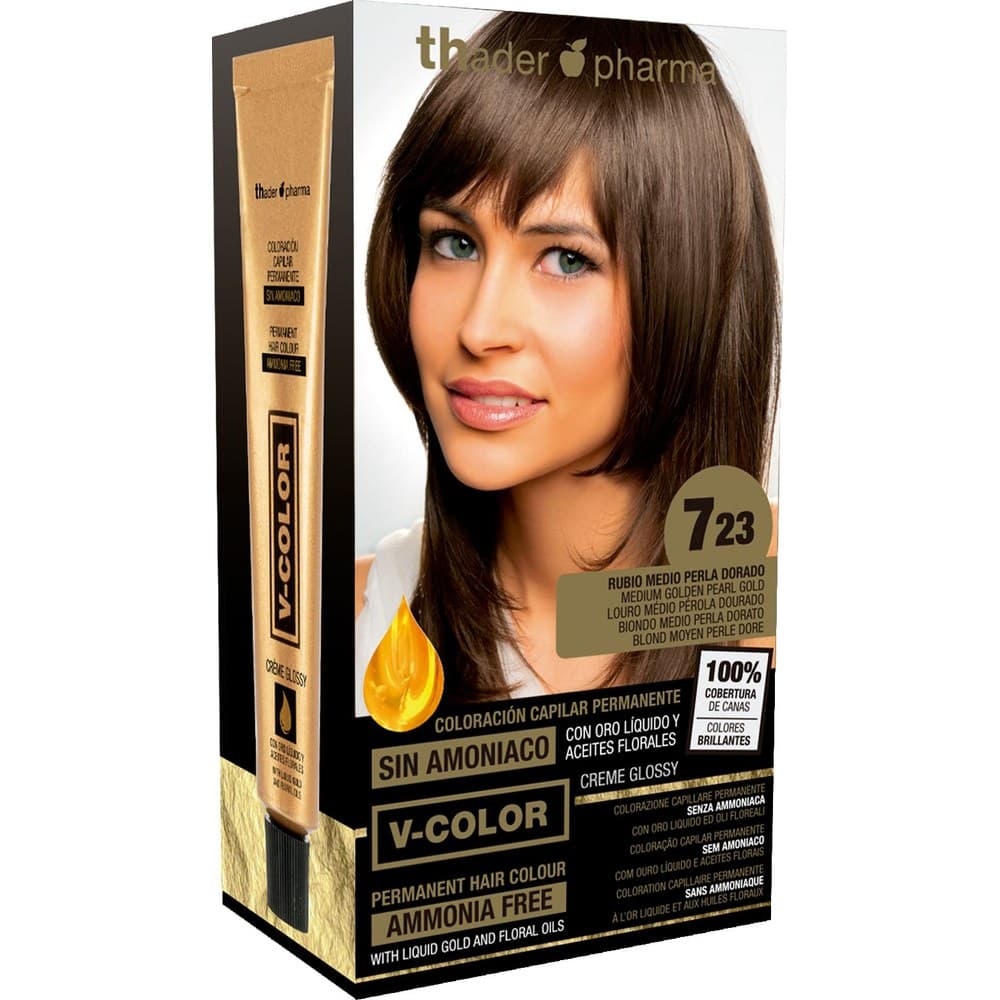 TH PHARMA VITALIA SIN AMONIACO COLORACION CAPILAR PERMANENTE COLOR 7.23 RUBIO MEDIO PERLA DORADO — imagen 1