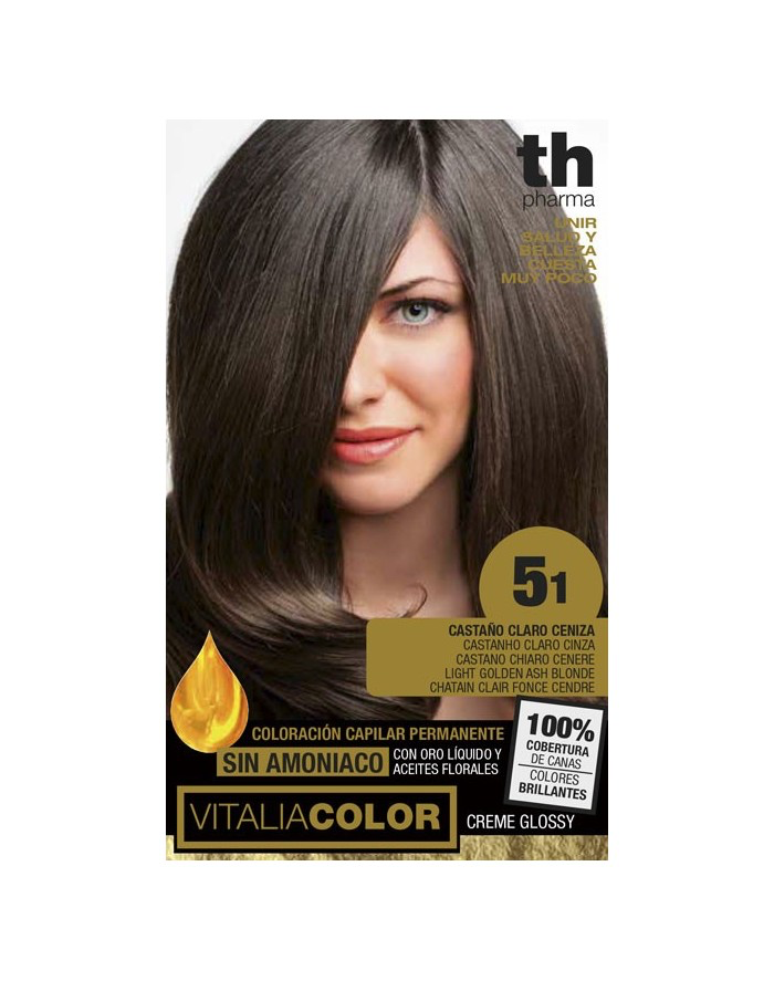 TH PHARMA VITALIA SIN AMONIACO COLORACION CAPILAR PERMANENTE COLOR 5.1 CASTAÑO CLARO CENIZA