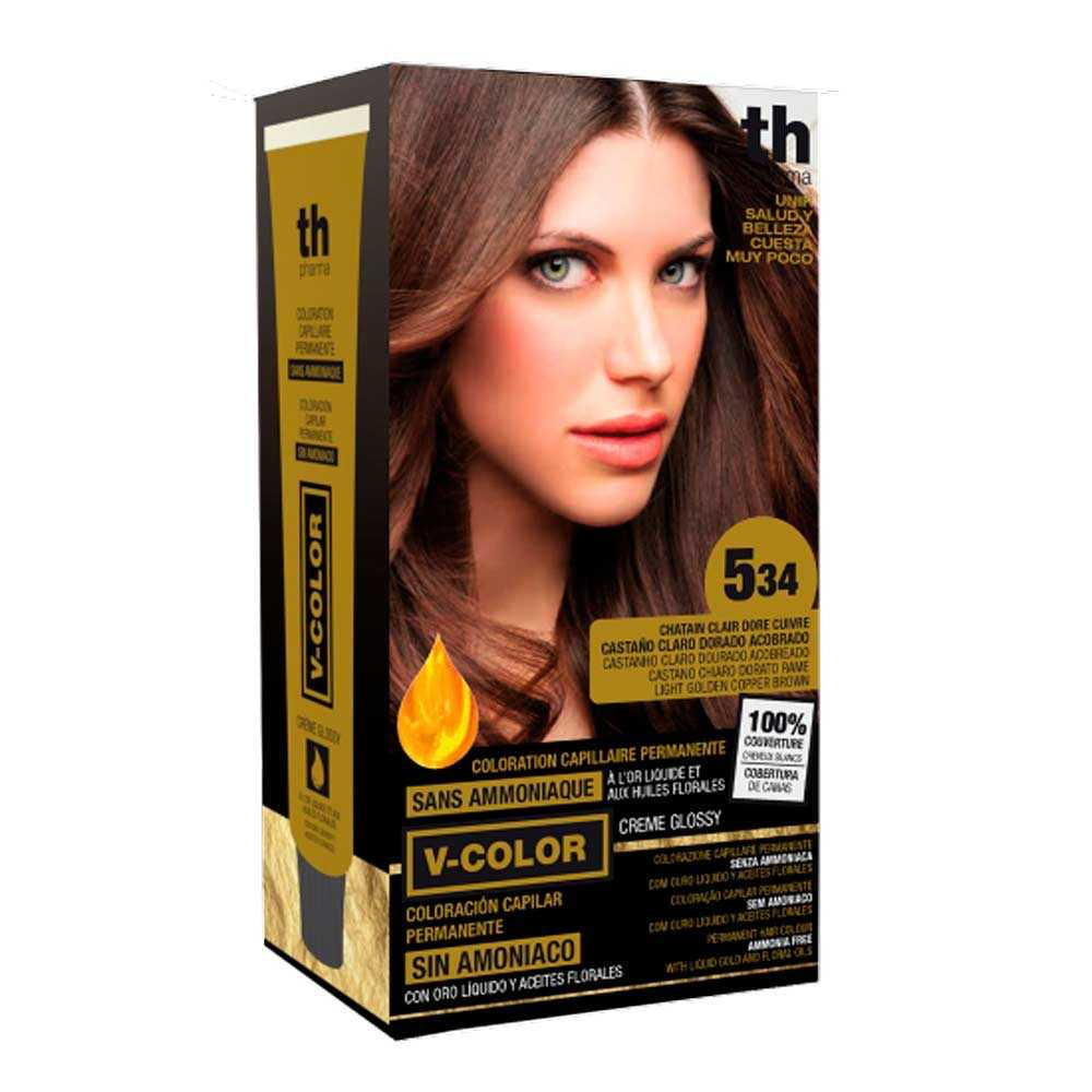 TH PHARMA VITALIA SIN AMONIACO COLORACION CAPILAR PERMANENTE COLOR 5.34 CASTAÑO CLARO DORADO ACOBRADO