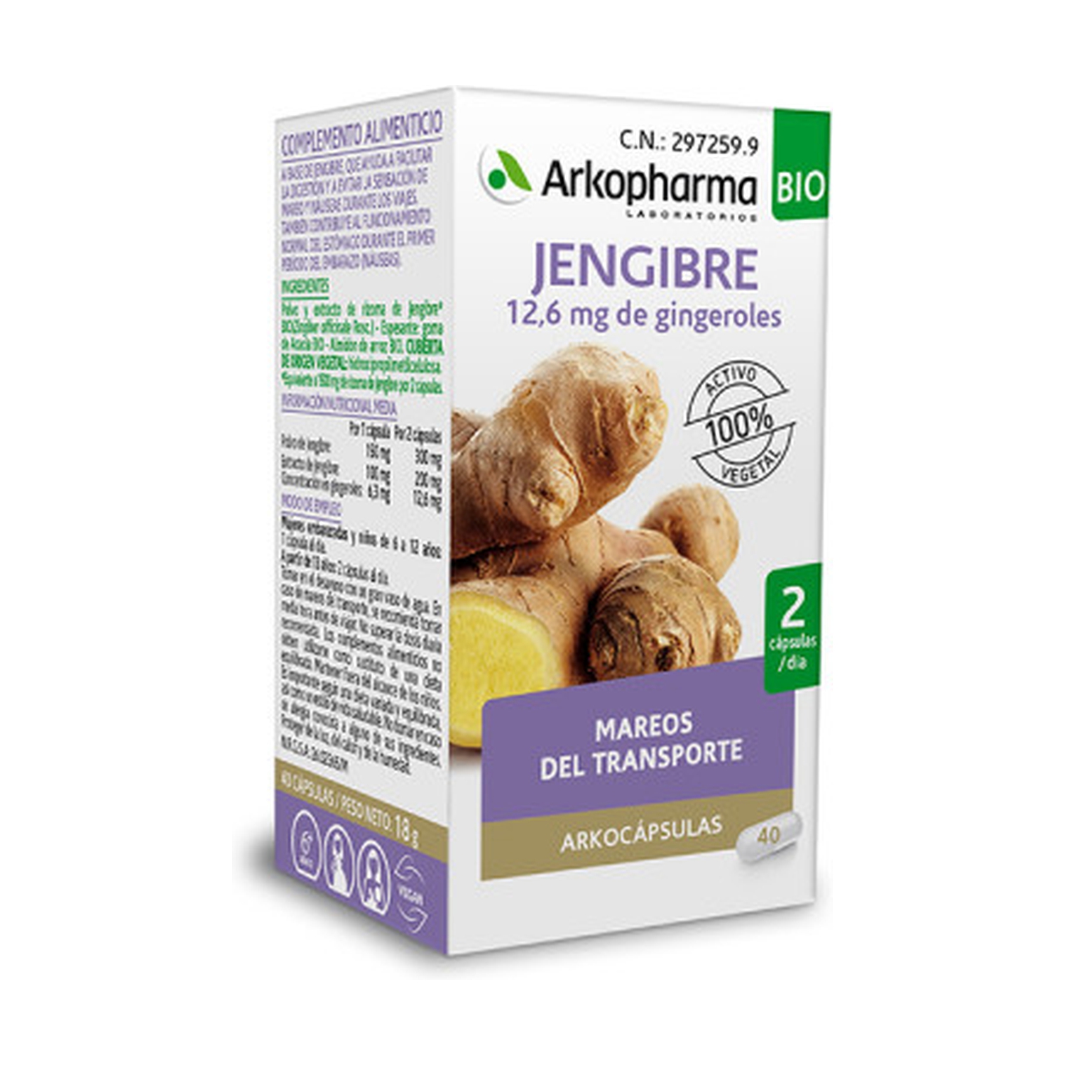 ARKOCAPSULAS JENGIBRE BIO 40 CAPSULAS